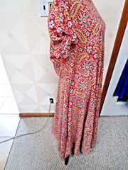 CHAPS-RED/MULTI-FLORAL-TIE CAP SLEEVE-SCOOP NECKMAXI DRESS-SIZE-1X-NWT-$86