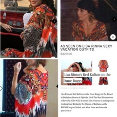 Shahida Parides Nomad Kaftan feather print Lisa Rinna Real Housewives OS One Sz