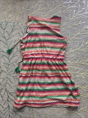Vince Camuto Chevron zigzag eyelet tassel dress 12 NWT