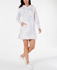 Calvin Klein Womens Tie Dye Printed Logo Hoodie Dress Medium
