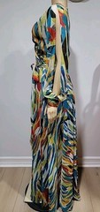Spyzone Exchange Retro Style Sz S Chiffon Long Slit sleeve Multicolor Dress #CC