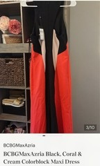 bcbg maxazria dress 8 Black Cream & Coral Colorblock Maxi Dress
