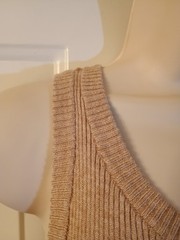 Rachel Zoe Ribbed Knit Rayon Nylon Poly Blend Beige Tank Bodycon Dress sz L