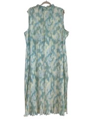 Future Collective Gabriella Karefa-Johnson Plissé Midi Dress 2X Blue Green Chic