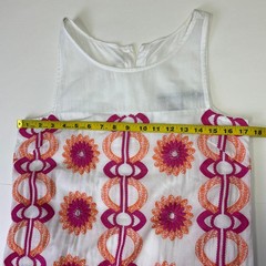 Gretchen Scott White Cotton Embroidered Shift Dress Orange Pink Floral XS Boho