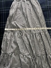 MSK white + black gingham tiered full length dress with lace trim. Size: S.