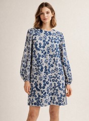 Samsoe Samsoe Dress Women’s Med Blue Floral Long Sleeves Lined Feminine Coastal