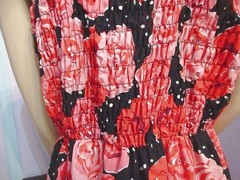 Vtg 50s Style Floral Dress Size M Swing Fit & Flare Polka Dot Rockabilly Tradwif