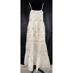 Universal Thread Floral Cotton Tiered Maxi Dress Cream Eyelet Lace Small NWT