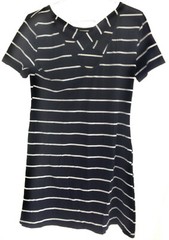 Feager Chic Striped A-Line Easy Pull-On Dress, Sexy Sweeping Criss-Crossing Back