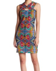 Taylor Sleeveless Double Strap Printed Textured Sheath Dress Size 4 Ginger NEW