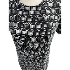 Adrienne Vittadini Elegant Black White Pattern Mini Dress Size 4 Short Sleeves