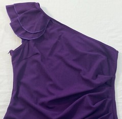 women&rsquo;s one shoulder dark purple dress size large slit ruffle sleeve side zipper