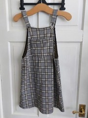 H&M Divided Uk 8 Black White Yellow Check Pocket Mini Pinafore Dungaree Dress