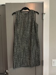 Theory Tweed Sheath Dress Black/White Sleeveless Round Neck Knee-Length 10