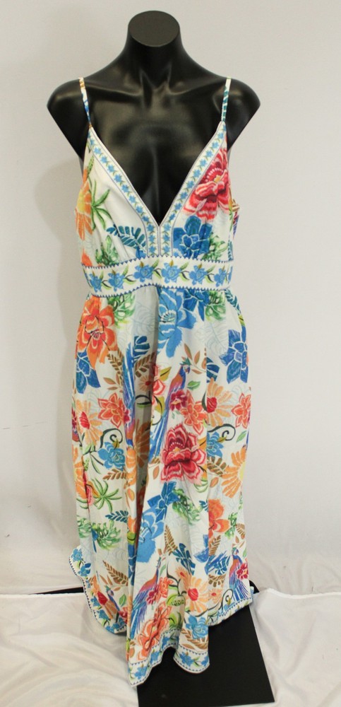 Cupshe Women&rsquo;s Printed Floral V Neck Maxi Dress EJ3 Blue Large NWT