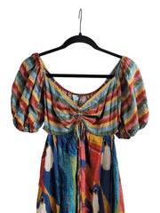 EUC Farm Rio &lsquo;Tuca Maravilha&rsquo; Off-Shoulder Rainbow Tropical Print Maxi Dress -XS