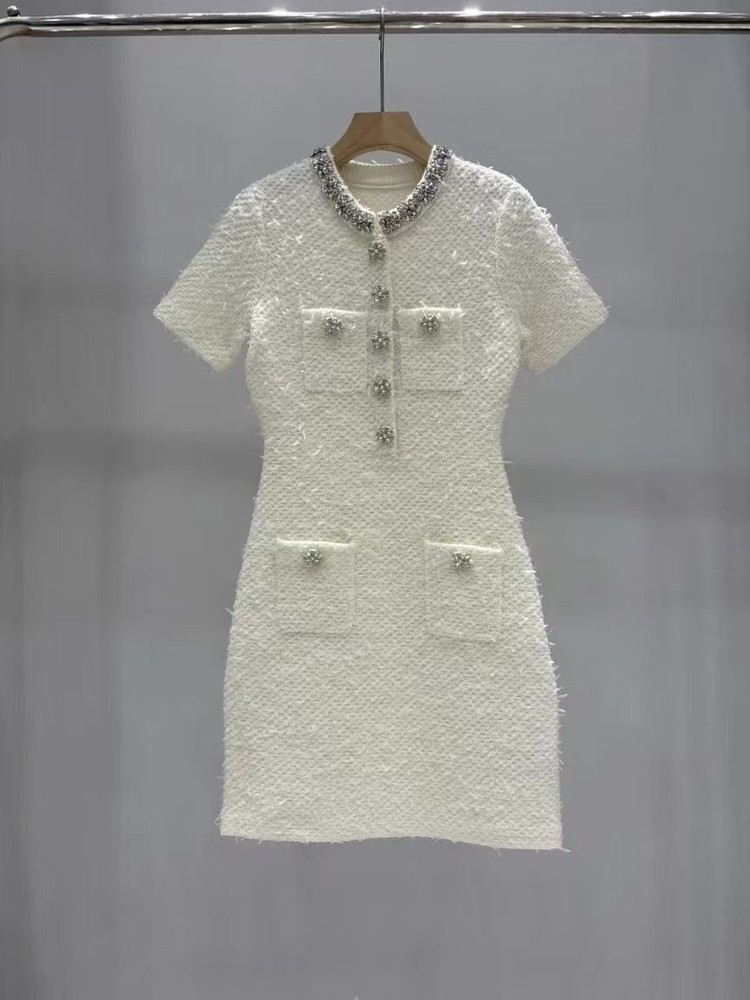 Self-Portrait Diamond-decorated woolen knitted Dresses Women