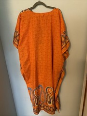 Gypsie Blu One-of-a-kind Bright Print Caftan Loungewear One Size Oranges Blues