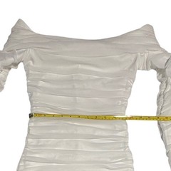 White Off Shoulder Sz S Bodycon Mini Dress Mesh Party Going Out Bachelorette