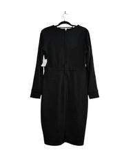 Rebecca B Women’s Basic Black Dress Size 12 NWT Window Pane Sleeve Stretchy