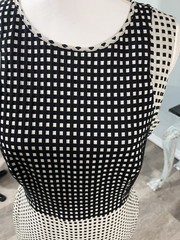 Covington Black White Square Pattern Sleeveless Sheath Knee Dress Size 10