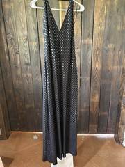 NWT David Meister Black Polka Dot Sequined Halter Dress