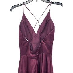 MoriLee | Bridesmaid Dress Satin A Line Maxi 21573 Burgundy Wedding Deep V 6