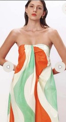 NWT Mara Hoffman Alice Fair Trade Red Green Strapless Cotton Maxi Dress Size S