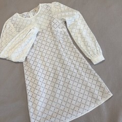 MICHAEL Michael Kors White Size 4 Eyelet Knee Length Long Sleeve Dress