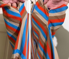 Akris Punto Parasol Stripe Print Short Dress Red Blue Tan Beige Swing 2