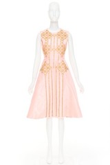 ROKSANDA ILINCIC 2013 pink silk shantung yellow crystal embellished dress UK10 M