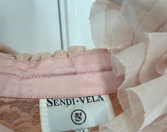 Sendi Vela Stunning peach and Silver sequinned dress laced long sleeves sz small