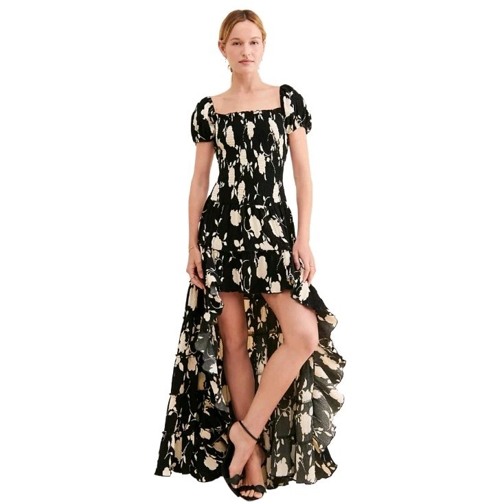 Muche et Muchette Sakura Hi-Low Ruffled Floral Print Maxidress Size: S/M