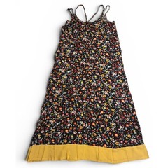 Noflik Floral Maxi Dress Pockets Boho Black Yellow Spaghetti Strap Women&rsquo;s