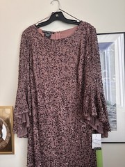 Pisarro Nights Formal Sequin Gown Size 14W Color Chocolate 3/4 Sleeves