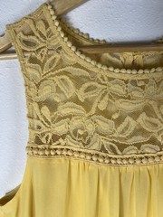 As U Wish Yellow Shift Dress Sleeveless Round Neck Lace Yoke Short Size M