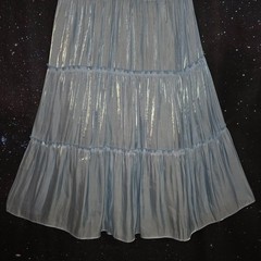 AQUA Dress Sz XL Ice Blue Metallic Ruched Tiered Cami Midi NWT