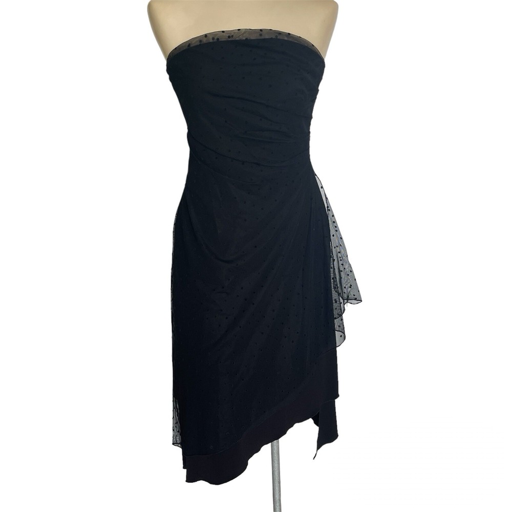 Solid Black Strapless Swiss Dots Dress Fairy Grunge Dark Romantic Whimsigoth