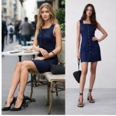 Banana Republic Linen Button Front Mini Dress Size M NWT Modern Chic Office Navy