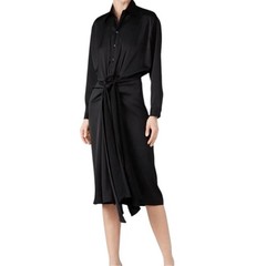 Tome Black Bow Front Shirtdress Midi Long Sleeve Collared Dress Size 8 $495