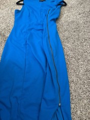 Banana Republic Electric Blue Sleeveless Sheath Dress with Side Zipper and V-Bac