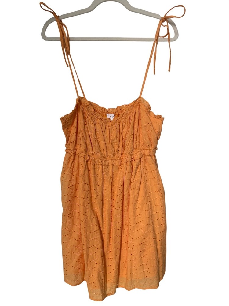 Le Lis Collection Sundress Size Medium Eyelet Embroidered Tie Strap Ruffle NEW