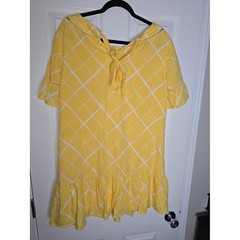Crown & Ivy Women&rsquo;s Yellow Windowpane Ruffle Hem Dress Size Medium