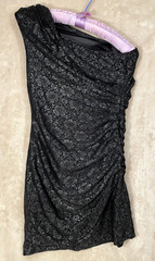 Express Sleeveless Single-Strap Ruched Black Lace Lined Dress Size 0 Side Zip
