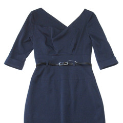 NWT Black Halo Jackie O in Eclipse Stretch Gabardine Belted Sheath Dress 2 $390