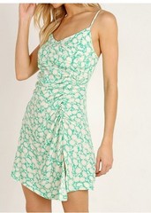 Revolve Capulet Large Apple Green White Floral Mini Dress Sierra Ruched