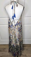 Karma Highway Halter Maxi Dress One Size Satin Backless Bohemian Resort Chic
