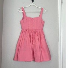 Talulah Corset Mini Dress Medium, Pink Cotton Boning Fit and Flare Coquette Girl