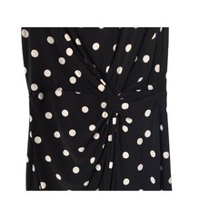 Lauren Ralph Lauren Dress Womens Size 14 Black White Polka Dot Sleeveless Ruched